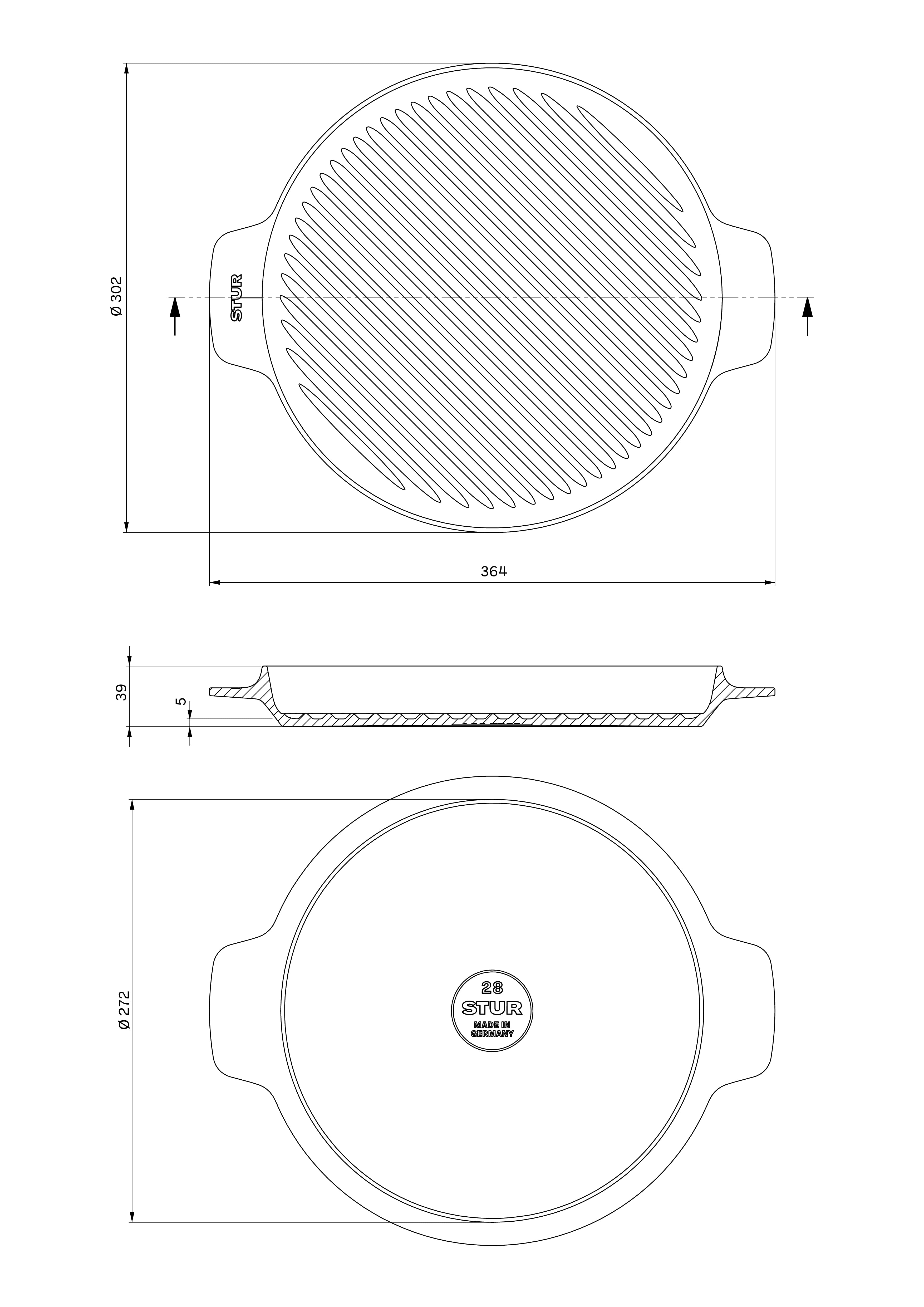 Grillpfanne Gusseisen 28 cm